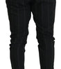 Dolce & Gabbana Black Striped Men Trousers Cotton Pants