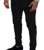 Dolce & Gabbana Black Striped Men Trousers Cotton Pants
