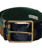 Dolce & Gabbana Green Jaquard Embroid Leather Gold Metal Belt