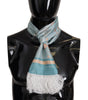 Dolce & Gabbana Blue Silk Shiny Shell-Print Neck Wrap Fringed Scarf
