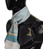 Dolce & Gabbana Blue Silk Shiny Shell-Print Neck Wrap Fringed Scarf