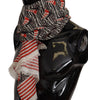 Dolce & Gabbana Black Red Linen Sailboat Stripe Print Shawl Scarf