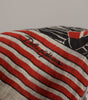 Dolce & Gabbana Black Red Linen Sailboat Stripe Print Shawl Scarf