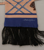 Dolce & Gabbana Multicolor Seashell Patterned DG Logo Shawl Fringe Silk Scarf