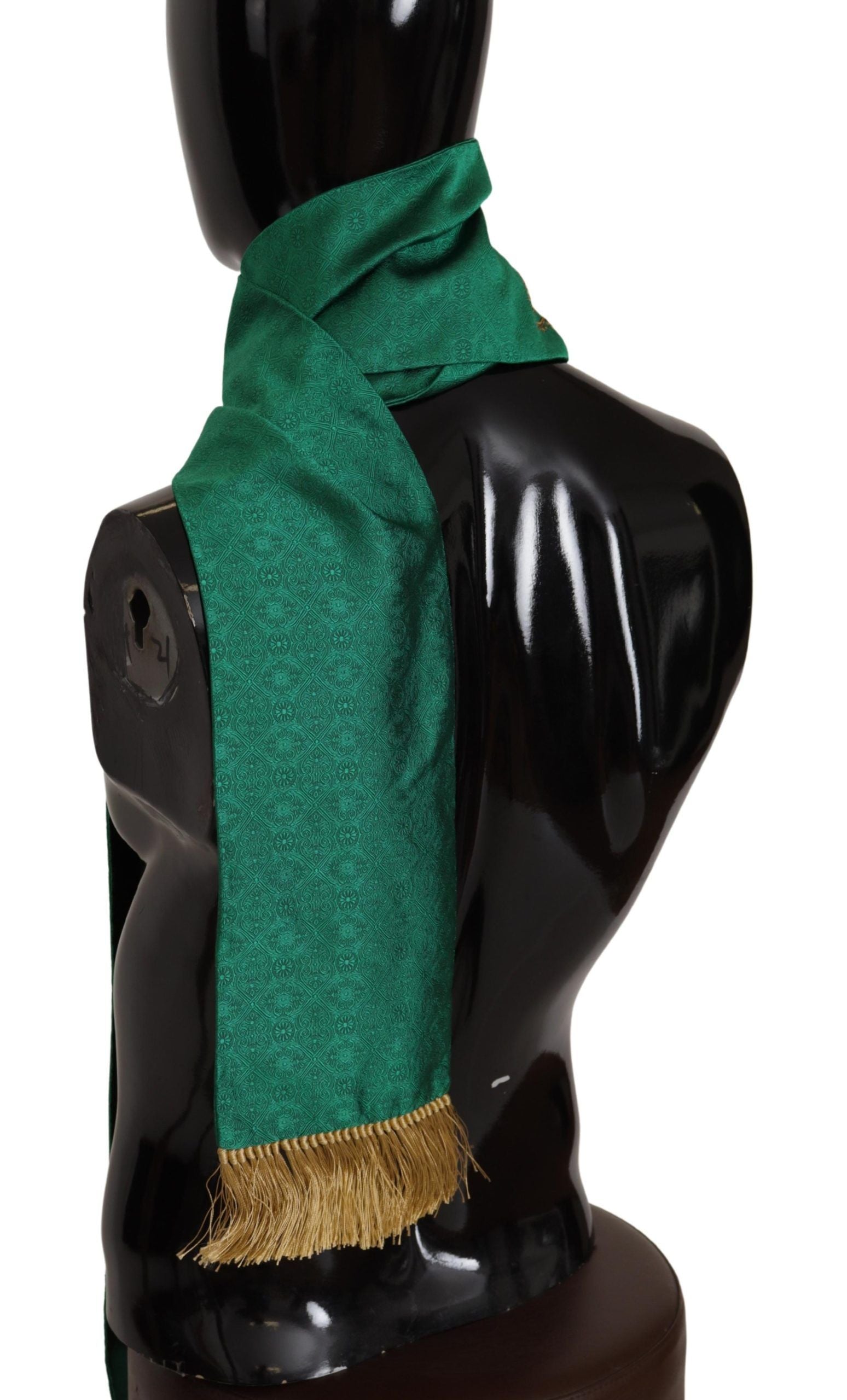 Écharpe élégante en soie mélangée verte Dolce &amp; Gabbana pour homme
