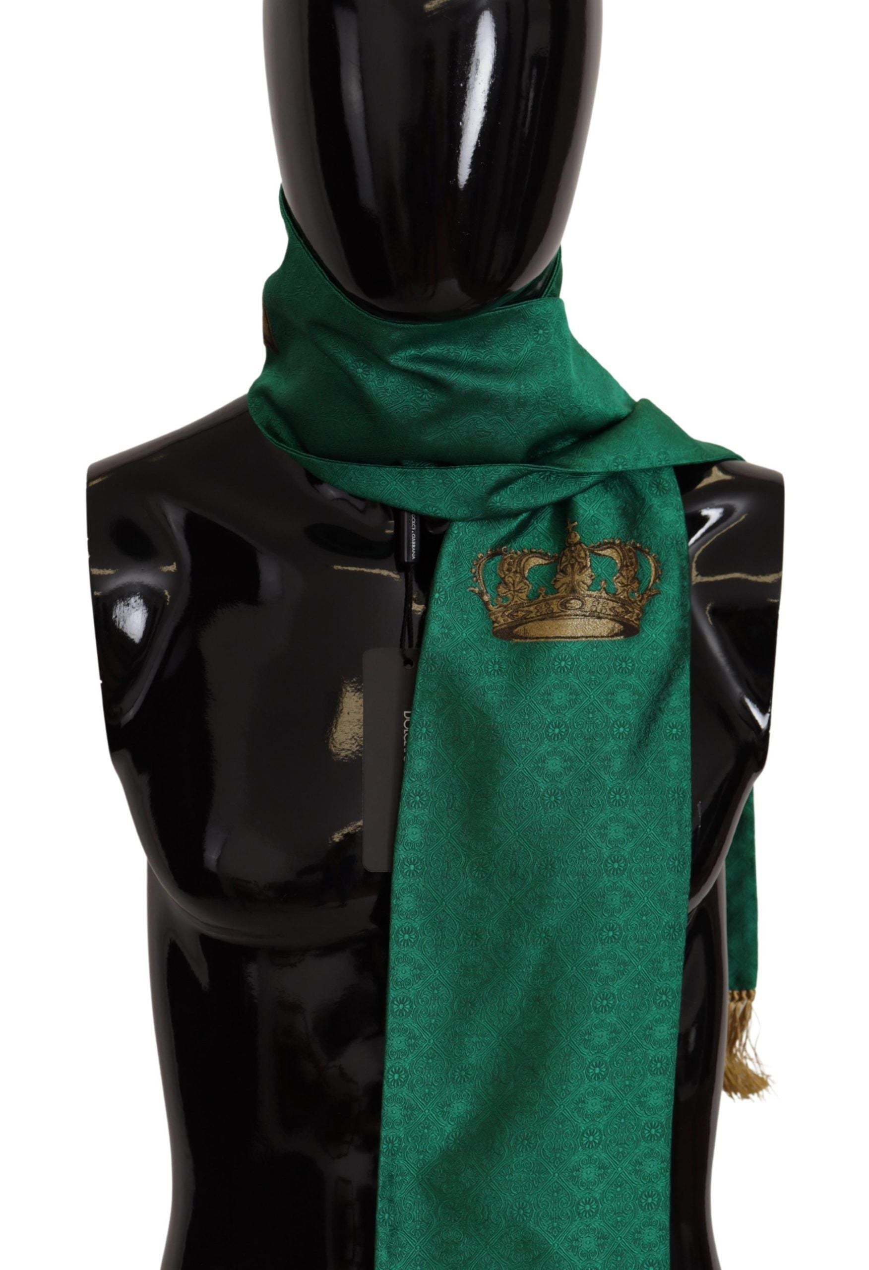 Écharpe élégante en soie mélangée verte Dolce &amp; Gabbana pour homme
