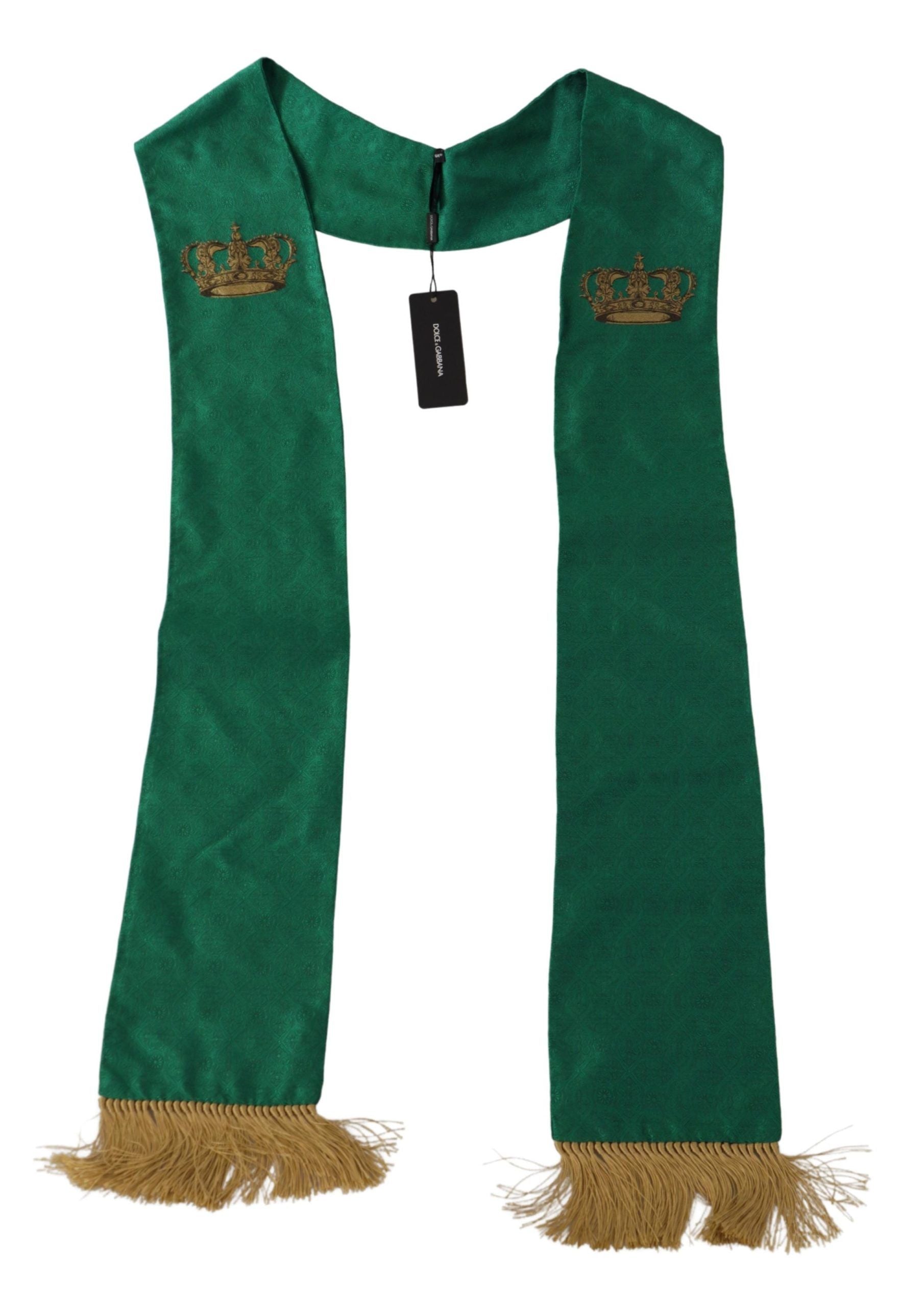 Écharpe élégante en soie mélangée verte Dolce &amp; Gabbana pour homme
