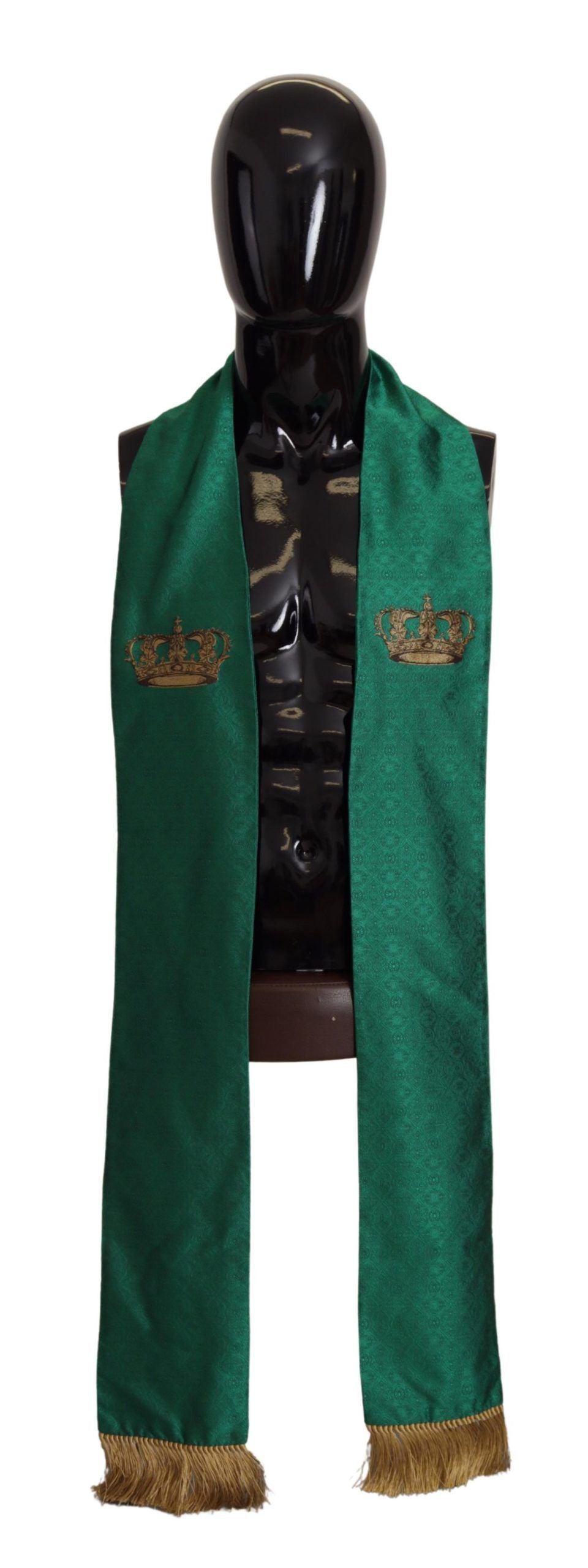 Écharpe élégante en soie mélangée verte Dolce &amp; Gabbana pour homme