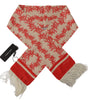 Dolce & Gabbana White Red Coral Print Shawl Wrap Fringe Scarf