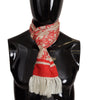 Dolce & Gabbana White Red Coral Print Shawl Wrap Fringe Scarf