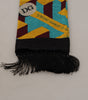Dolce & Gabbana Multicolor DG Logo Print Shawl Wrap Fringe Scarf