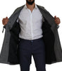 Dolce & Gabbana Gray Wool Plaid Long Trench Coat Jacket Trench Coat Jacket
