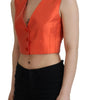 Dolce & Gabbana Orange Sleeveless Waistcoat Cropped Vest Top
