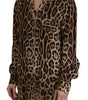 Dolce &amp; Gabbana Elegant Silk Leopard Print Collared Top