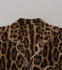 Dolce &amp; Gabbana Elegant Silk Leopard Print Collared Top