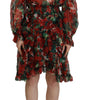 Dolce & Gabbana Multicolor Geranium A-line Knee Length Dress