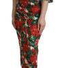 Dolce & Gabbana Multicolor Geranium Silk Sheath Midi Dress