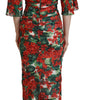 Dolce & Gabbana Multicolor Geranium Silk Sheath Midi Dress