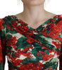 Dolce & Gabbana Multicolor Geranium Silk Sheath Midi Dress