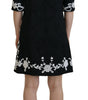 Dolce & Gabbana Black Lace Trim Half Sleeves A-line Dress
