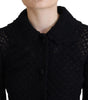 Dolce & Gabbana Black Wool Knitted Button Down Collar Jacket