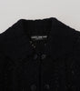 Dolce & Gabbana Black Wool Knitted Button Down Collar Jacket