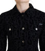Dolce & Gabbana Black Leopard Long Sleeve Denim Cotton Jacket