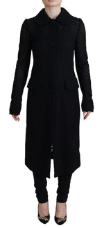 Dolce & Gabbana Black Button Down Long Blazer Cotton Jacket