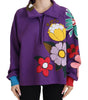 Dolce & Gabbana Purple Floral Print Pullover  Cotton Sweater