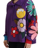 Dolce & Gabbana Purple Floral Print Pullover  Cotton Sweater