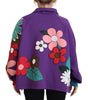 Dolce & Gabbana Purple Floral Print Pullover  Cotton Sweater