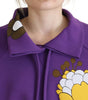 Dolce & Gabbana Purple Floral Print Pullover  Cotton Sweater