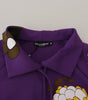 Dolce & Gabbana Purple Floral Print Pullover  Cotton Sweater