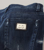 Dolce & Gabbana Blue Cotton Skinny Tattered Denim Jeans