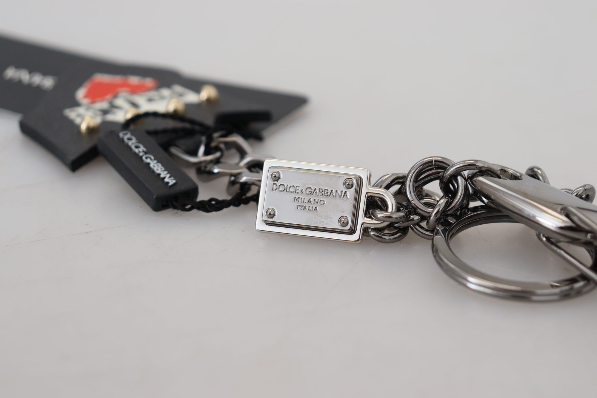 Porte-clés élégant Dolce &amp; Gabbana en argent et noir