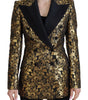 Dolce & Gabbana Black Gold Jacquard Coat Blazer Jacket