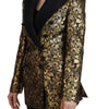 Dolce & Gabbana Black Gold Jacquard Coat Blazer Jacket