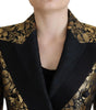 Dolce & Gabbana Black Gold Jacquard Coat Blazer Jacket