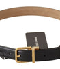 Dolce & Gabbana Black Calf Leather Gold Metal Logo Waist Buckle Belt