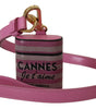Dolce & Gabbana Pink Black Leather Strap Gold Metal Logo Airpods Case