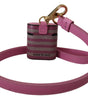 Dolce & Gabbana Pink Black Leather Strap Gold Metal Logo Airpods Case