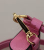Dolce & Gabbana Pink Black Leather Strap Gold Metal Logo Airpods Case