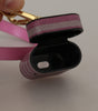 Dolce & Gabbana Pink Black Leather Strap Gold Metal Logo Airpods Case