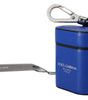 Dolce & Gabbana Blue Leather Silver Metal Logo Airpods Case