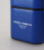 Dolce & Gabbana Blue Leather Silver Metal Logo Airpods Case