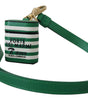 Dolce & Gabbana Green Leather Strap Gold Metal Logo Airpods Case