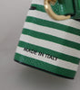Dolce & Gabbana Green Leather Strap Gold Metal Logo Airpods Case