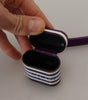 Dolce & Gabbana Purple Leather Strap Gold Metal Logo Airpods Case