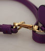 Dolce & Gabbana Purple Leather Strap Gold Metal Logo Airpods Case