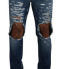 Dolce & Gabbana Blue Cotton Tattered Men Denim Jeans